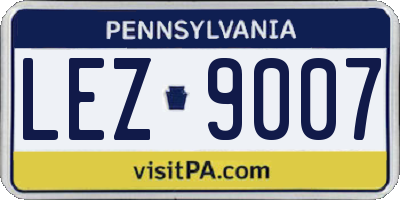 PA license plate LEZ9007