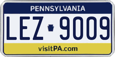PA license plate LEZ9009