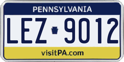 PA license plate LEZ9012