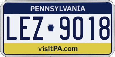 PA license plate LEZ9018