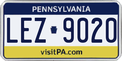 PA license plate LEZ9020