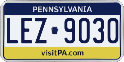 PA license plate LEZ9030
