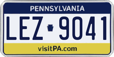 PA license plate LEZ9041