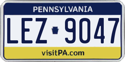 PA license plate LEZ9047