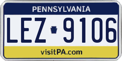 PA license plate LEZ9106