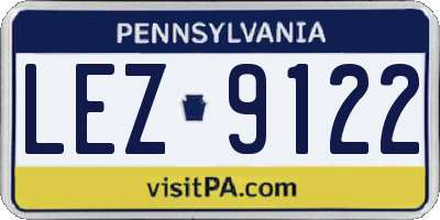 PA license plate LEZ9122