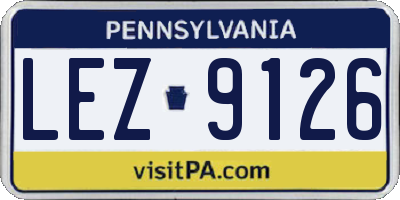 PA license plate LEZ9126
