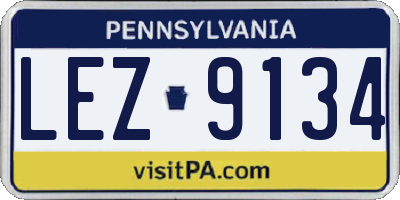 PA license plate LEZ9134