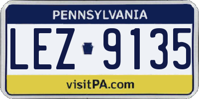 PA license plate LEZ9135