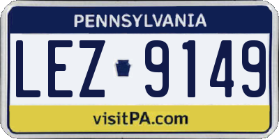 PA license plate LEZ9149