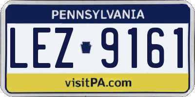 PA license plate LEZ9161