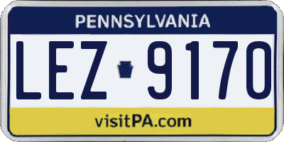 PA license plate LEZ9170