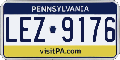 PA license plate LEZ9176