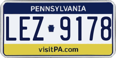 PA license plate LEZ9178