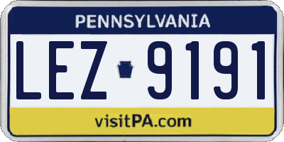 PA license plate LEZ9191