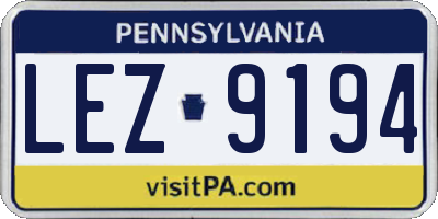PA license plate LEZ9194
