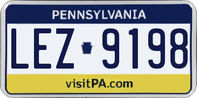 PA license plate LEZ9198