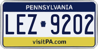 PA license plate LEZ9202