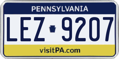 PA license plate LEZ9207