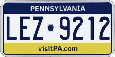PA license plate LEZ9212