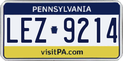 PA license plate LEZ9214