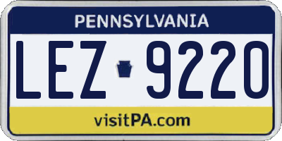 PA license plate LEZ9220