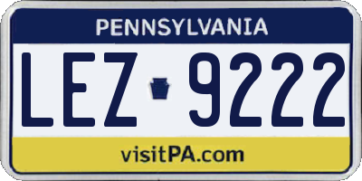 PA license plate LEZ9222