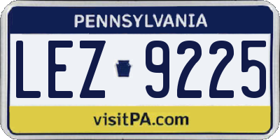 PA license plate LEZ9225