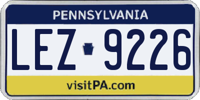 PA license plate LEZ9226