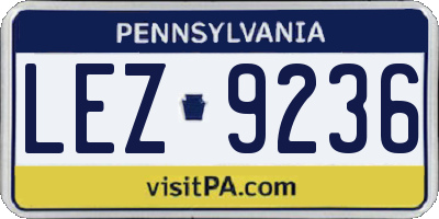 PA license plate LEZ9236