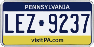 PA license plate LEZ9237