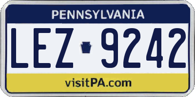 PA license plate LEZ9242
