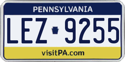 PA license plate LEZ9255