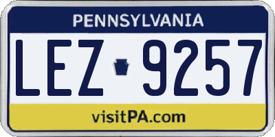 PA license plate LEZ9257