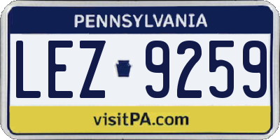 PA license plate LEZ9259