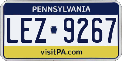 PA license plate LEZ9267