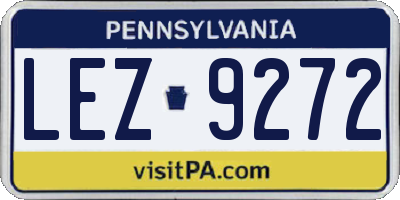PA license plate LEZ9272