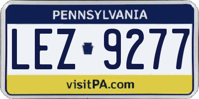 PA license plate LEZ9277