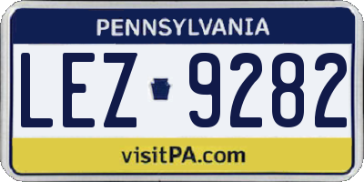 PA license plate LEZ9282