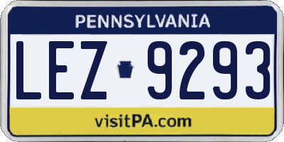 PA license plate LEZ9293