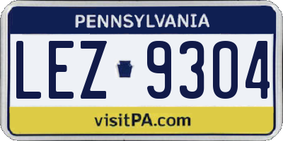 PA license plate LEZ9304