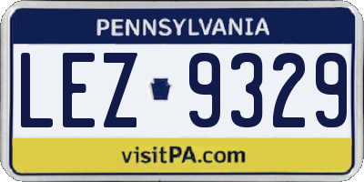 PA license plate LEZ9329