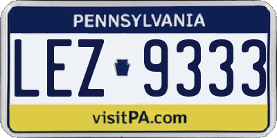 PA license plate LEZ9333