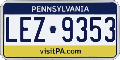 PA license plate LEZ9353