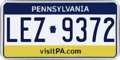 PA license plate LEZ9372