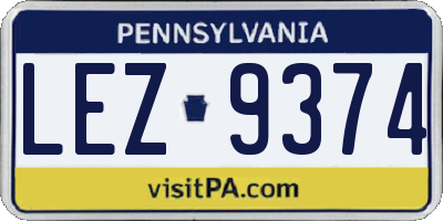 PA license plate LEZ9374