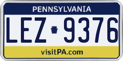 PA license plate LEZ9376