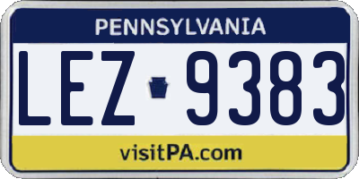 PA license plate LEZ9383