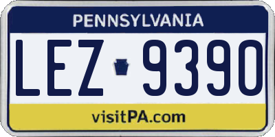 PA license plate LEZ9390