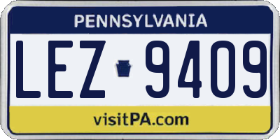PA license plate LEZ9409